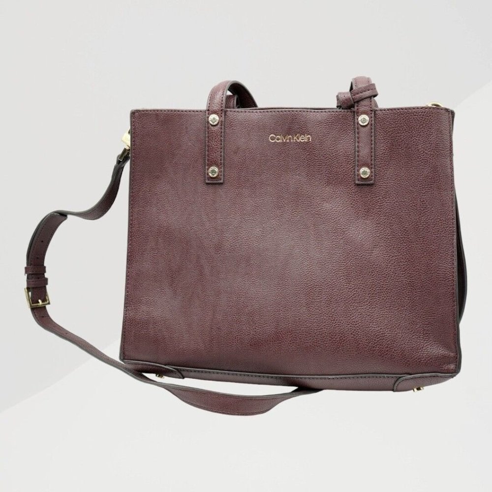 CALVIN KLEIN NOVELTY TOTE #H7GAZ7KK RUM MSRP $358